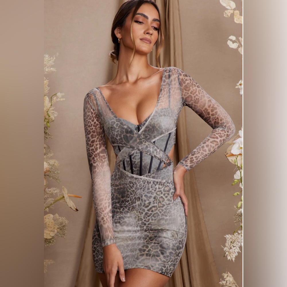 Oh Polly long sleeve silky corset dress